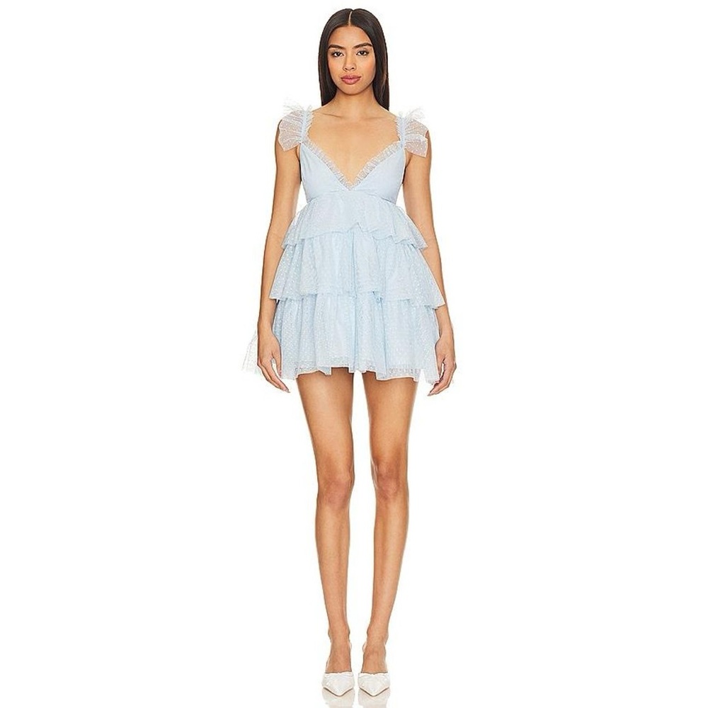 Arabela Ruffle Mini Dress in Baby Blue